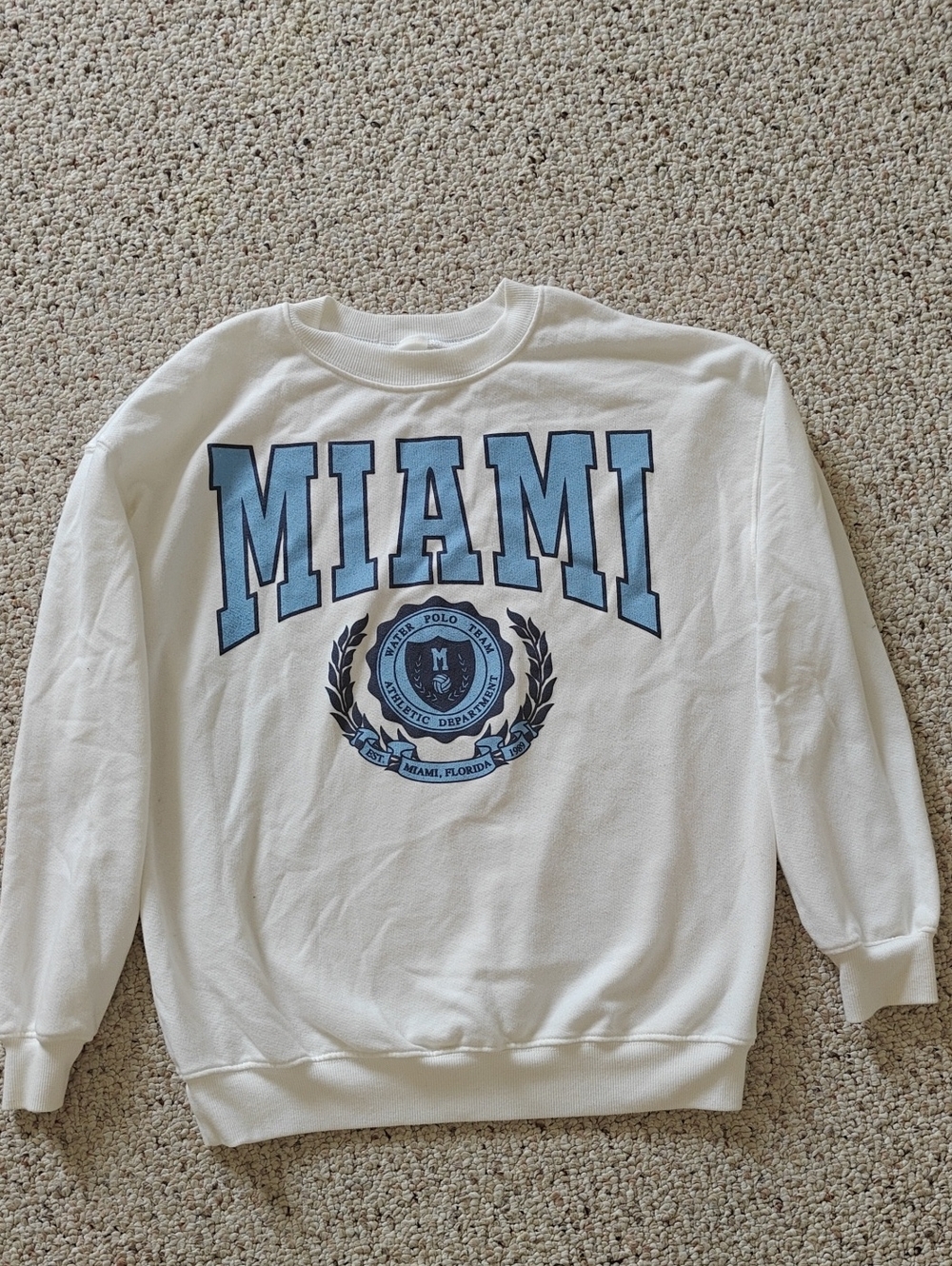 White Miami Graphic Crewneck Sweater